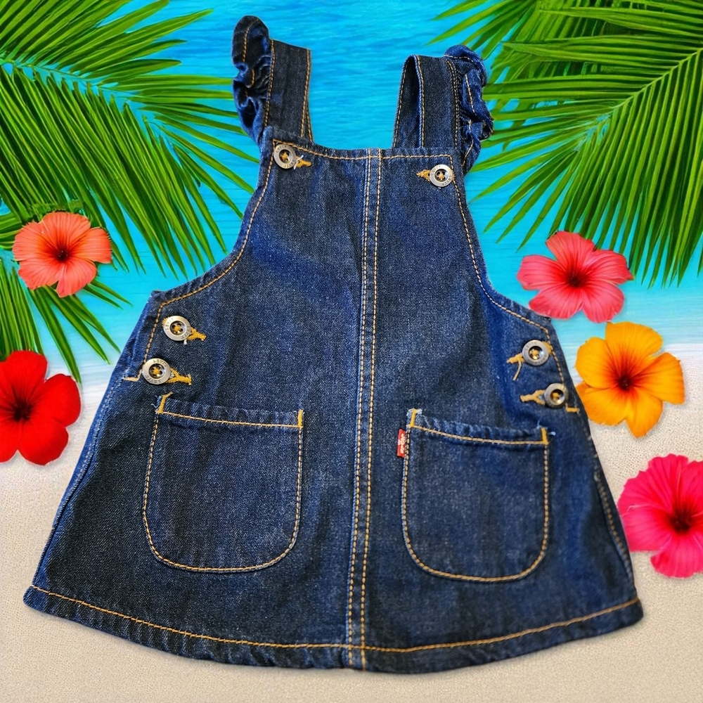 Levi's Denim Baby Girl Overall Dress Sz 12 Months NWT
